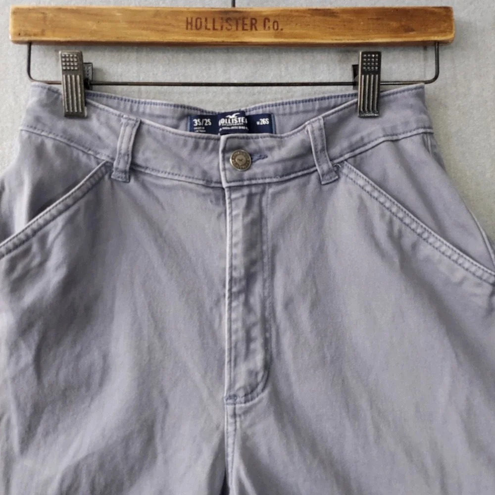 Hollister Women Y2K Gray Utility Cargo Pants High Rise Straight Leg Size 3S / 2S